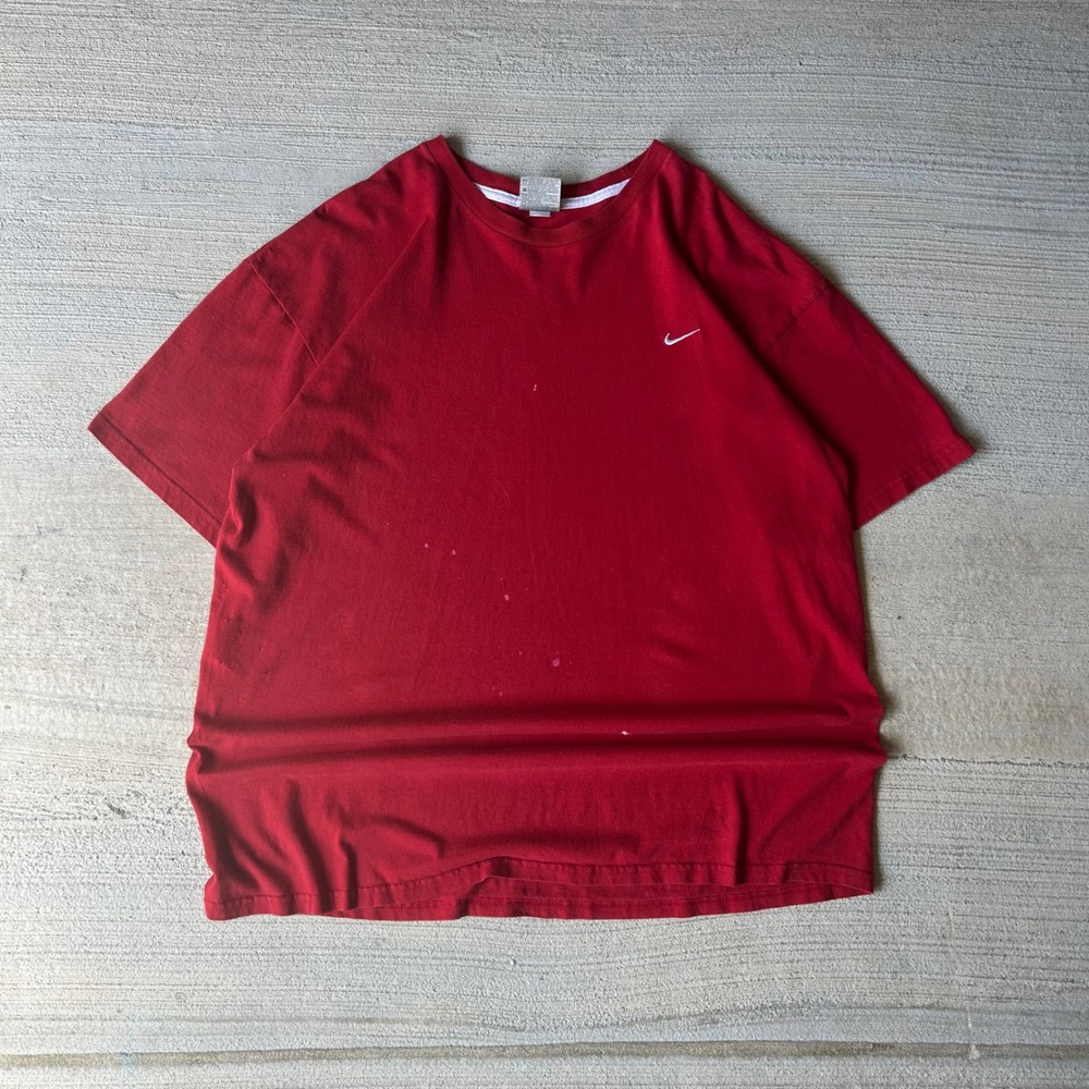 Vintage 2000s Nike Mens XXL Red Embroidered Swoosh T-shirt